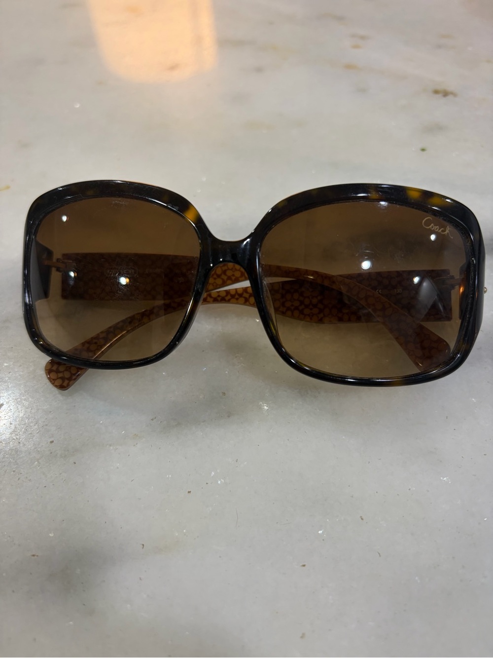 Coach Tortoiseshell Oversized Sunglasses - Brown Lenses